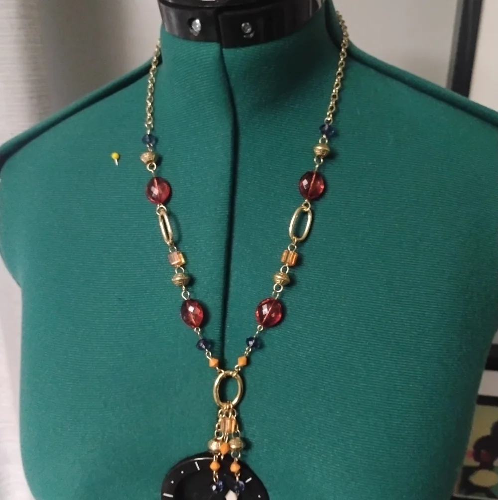 Lonna & Lilly Goldtone Tube Chain Multi-Disc Necklace NWT